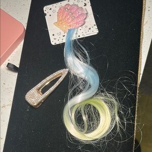 Colorful Shell Hair Clip & Gold Rhinestone Snap Barrette